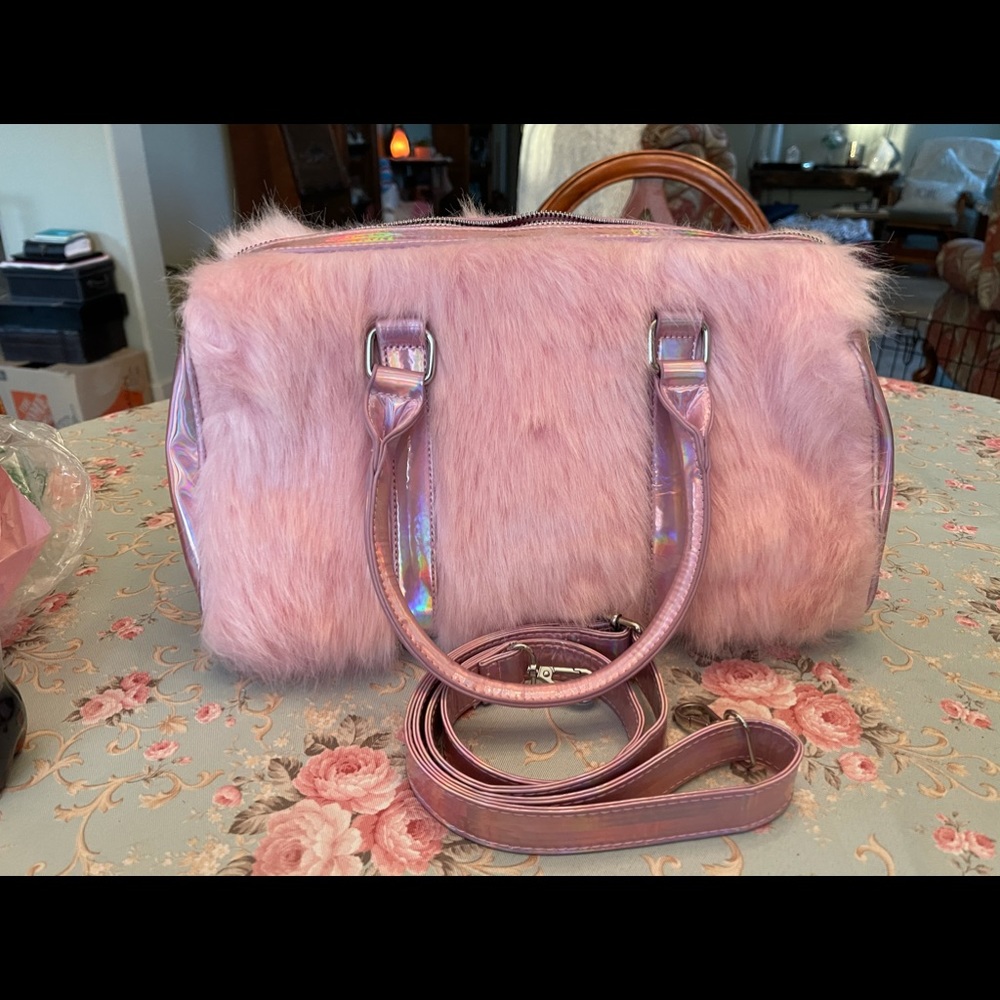Sugar thrillz pink furry handbag